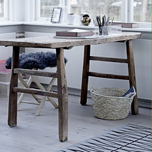 Bloomingville Läufer grafisch grau-schwarz - kleiner Teppich aus Baumwolle