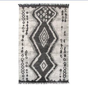 HK Living Teppich Boucherouite grau schwarz 180x120 cm aus Baumwolle