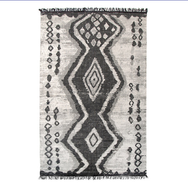 HK Living Teppich Boucherouite grau schwarz 180x120 cm aus Baumwolle