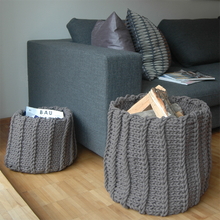 Broste großer Strickkorb Knit in natur - Korb für Feuerholz