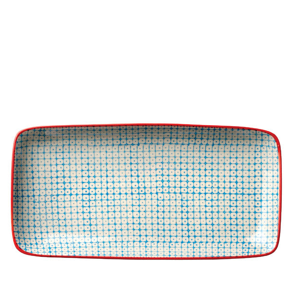 Bloomingville Servierplatte Carla in blau - handbemaltes Porzellan