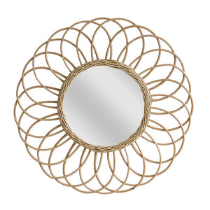 HK Living Rattan Wandspiegel Willow - Vintage Spiegel 70er Jahre