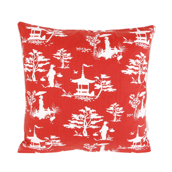 Bio Baumwolle Dekokissen Red Geisha 40x40 cm - Wendekissen von Pete & Sally made in Germany
