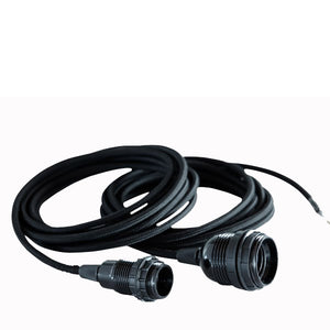 House Doctor Lampenkabel schwarz mit Fassung - Stoffkabel 3m für E27 Leuchtmittel max 60 Watt