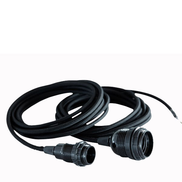 House Doctor Lampenkabel schwarz mit Fassung - Stoffkabel 3m für E27 Leuchtmittel max 60 Watt