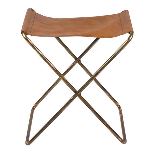Broste Copenhagen Leder Klappstuhl Nola - Designer Hocker antique finish