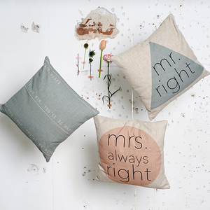 Fest Amsterdam Sofakissen Junco 45x45 cm - witziges Deko-Kissen Mr Right in natur