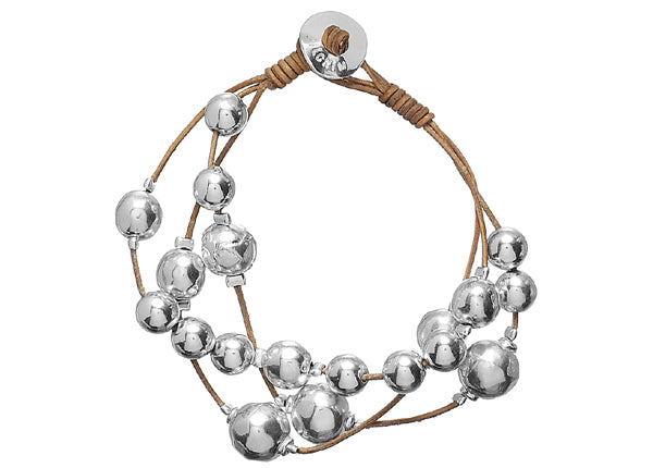 Armband silver ball in brown von Pilgrim