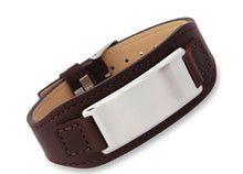 Braunes Lederarmband für Herren - mit Gravurplatte aus Edelstahl in silber