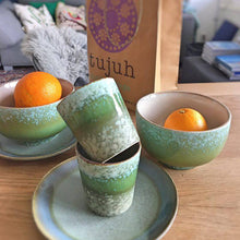 Vintage Keramik Schälchen Grass 70er Jahre - Retro Müslischale in grün