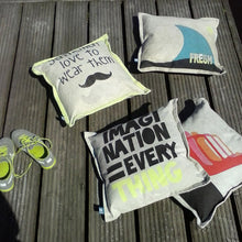 HK Living Dekokissen Retro Chair in 50x50 cm - Sofakissen aus recycelten Leinen