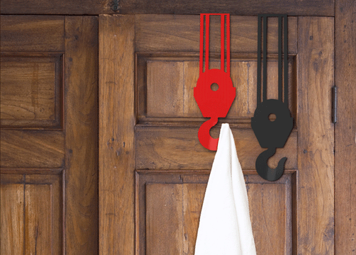 Crane wall hooks - zwei coole Türhaken von Kikkerland in schwarz und rot