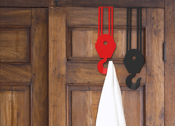 Crane wall hooks - zwei coole Türhaken von Kikkerland in schwarz und rot