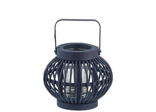 Broste Copenhagen kleine Bambuslaterne Freya in hellblau oder dunkelblau - Windlicht aus Holz