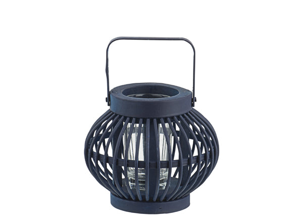 Broste Copenhagen kleine Bambuslaterne Freya in hellblau oder dunkelblau - Windlicht aus Holz