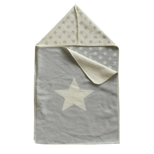 Fussenegger Puckedecke mit Kapuze aus Baumwolle - Babydecke grau made in Austria
