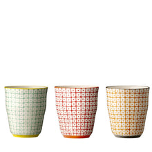 Bloomingville Becher Carla 3 Stück - handbemalte Tasse aus Porzellan