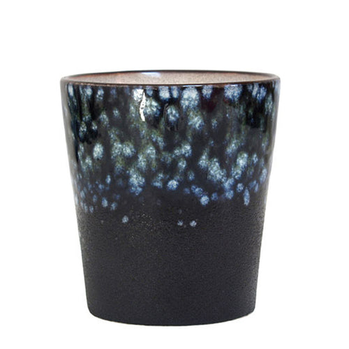 70er Jahre Retro Tasse Galaxy - Vintage Trink-Becher schwarz