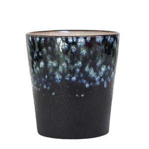 70er Jahre Retro Tasse Galaxy - Vintage Trink-Becher schwarz
