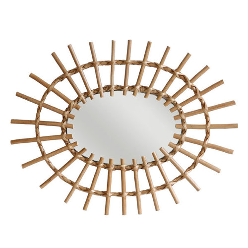HK Living Spiegel Oval aus Weidenzweigen - Retro Spiegel 70er Jahre Design