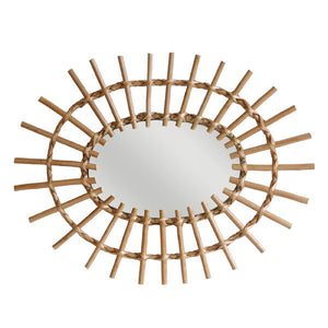 HK Living Spiegel Oval aus Weidenzweigen - Retro Spiegel 70er Jahre Design