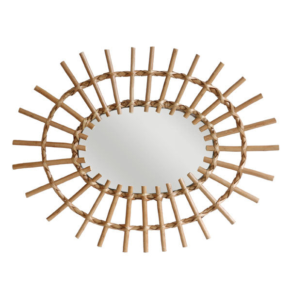 HK Living Spiegel Oval aus Weidenzweigen - Retro Spiegel 70er Jahre Design