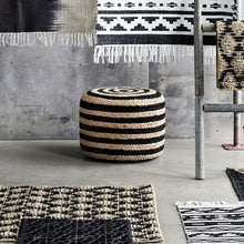 House Doctor Sitz-Pouf Hemp - Sitzkissen Jute schwarz gestreift