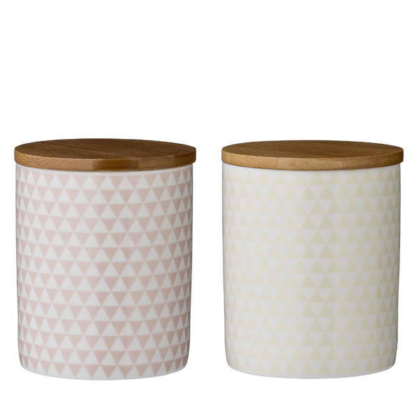 Bloomingville Dose Alberte mit Bambusdeckel - 2 Stück Aufbewahrungsdosen aus Keramik