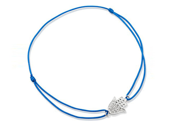 Armband Fatimas Hand in blau - Textilarmband mit Silberelement von Pete & Sally