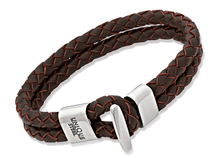 Männer Lederarmband - Herrenarmband zweireihig geflochten in braun