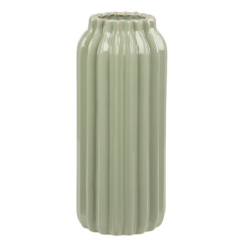 Broste Copenhagen Blumenvase Tall Luana in grün - Vase aus Steingut