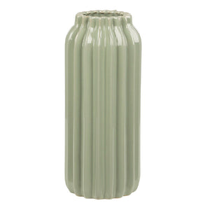 Broste Copenhagen Blumenvase Tall Luana in grün - Vase aus Steingut