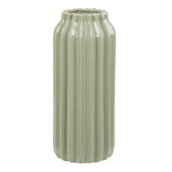 Broste Copenhagen Blumenvase Tall Luana in grün - Vase aus Steingut