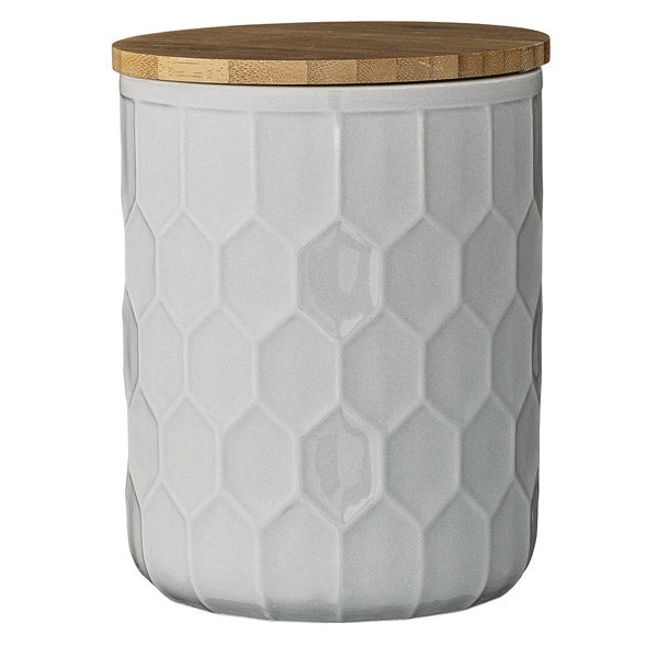 Bloomingville Vorratsdose Large in grau - Aufbewahrungsdose mit Bambusdeckel