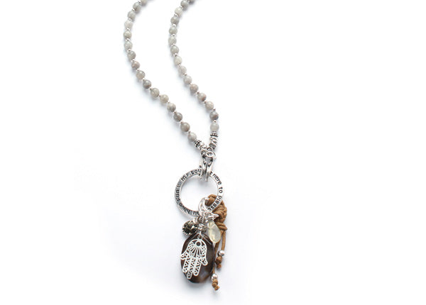 Collier circle of love in silber von exoal - lange Kette aus Natursteinen