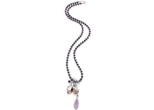Collier indian feather in purple von exoal - lange Kette aus Natursteinen in lila