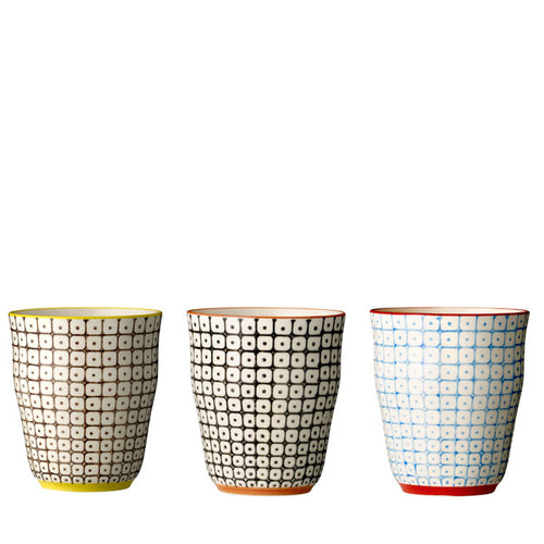 Bloomingville Becher Carla 3 Stück - Porzellan Tasse handbemalt
