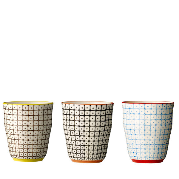Bloomingville Becher Carla 3 Stück - Porzellan Tasse handbemalt