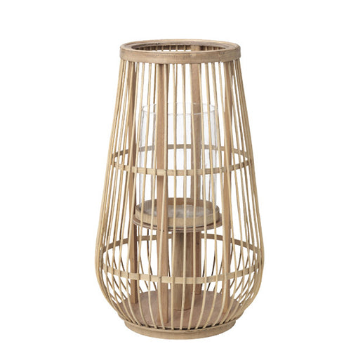 Broste Copenhagen Windlicht Cait hoch aus Bambusholz - schöne Laterne aus Holz