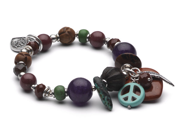 Armband peace and freedom violett-rot von exoal
