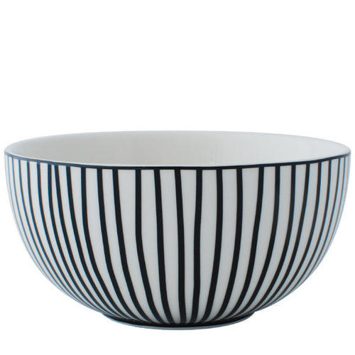 Aspegren Müslischale Stripes schwarz - kleine Porzellanschüssel mit schwarzem Streifenmotiv
