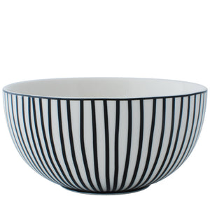 Aspegren Müslischale Stripes schwarz - kleine Porzellanschüssel mit schwarzem Streifenmotiv