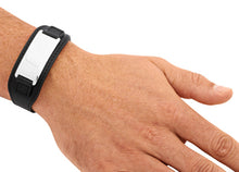 Schwarzes Lederarmband für Herren - mit Gravurplatte aus Edelstahl in silber