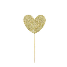 Miss Étoile Herz Dekoration in gold für Kuchen, Cupcakes, Muffins - 12 Stück