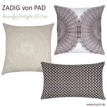Pad Kissen Zadig schwarz-weiß aus Baumwolle - handgefertigtes Sofakissen 30 x 50 cm