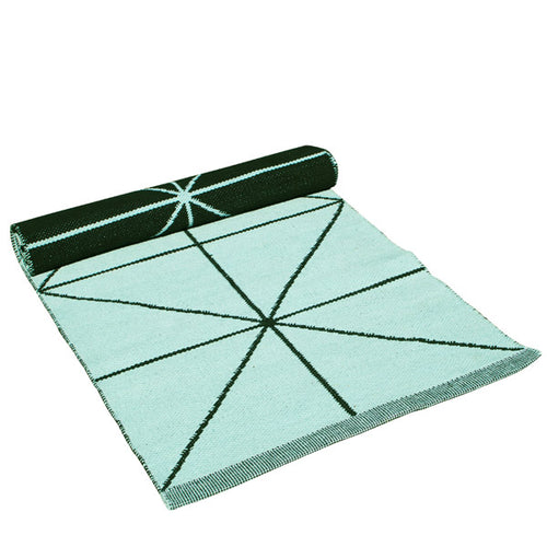Aspegren Teppich Design Crystal in türkis-schwarz - grafischer Wendeteppich aus Baumwolle
