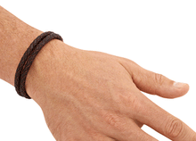 Männer Lederarmband - Herrenarmband zweireihig geflochten in braun
