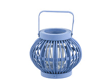 Broste Copenhagen kleine Bambuslaterne Freya in hellblau oder dunkelblau - Windlicht aus Holz