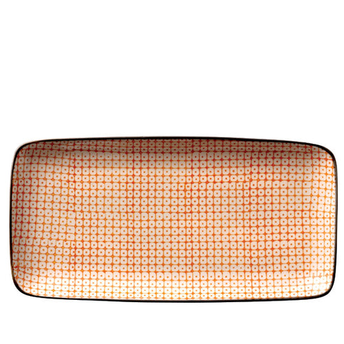 Bloomingville Servierplatte Carla in orange - handbemaltes Porzellan